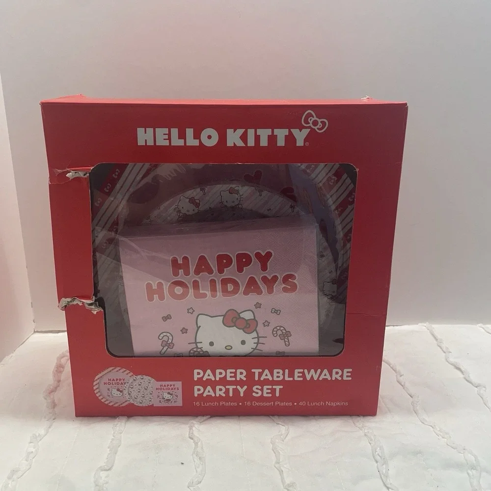 Sanrio Hello Kitty Holiday Party Christmas Paper Tableware Set 72 Pieces NEW
